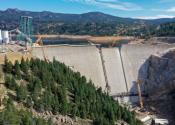 Wide shot of Gross Dam under construction in Boulder County in 2024.