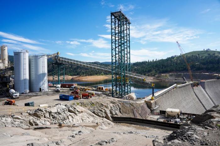 A concrete batch plant near a dam