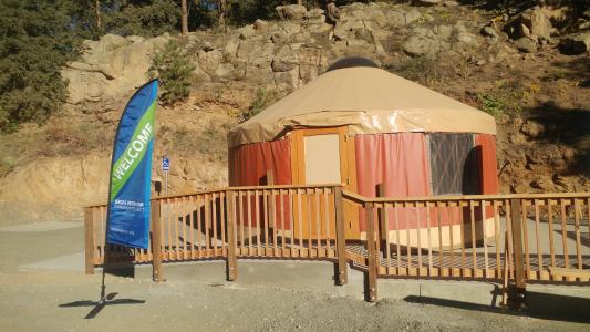 The Gross Reservoir Expansion public information yurt is designed for Boulder County residents and those who recreate at Gross Reservoir to provide input on the expansion.