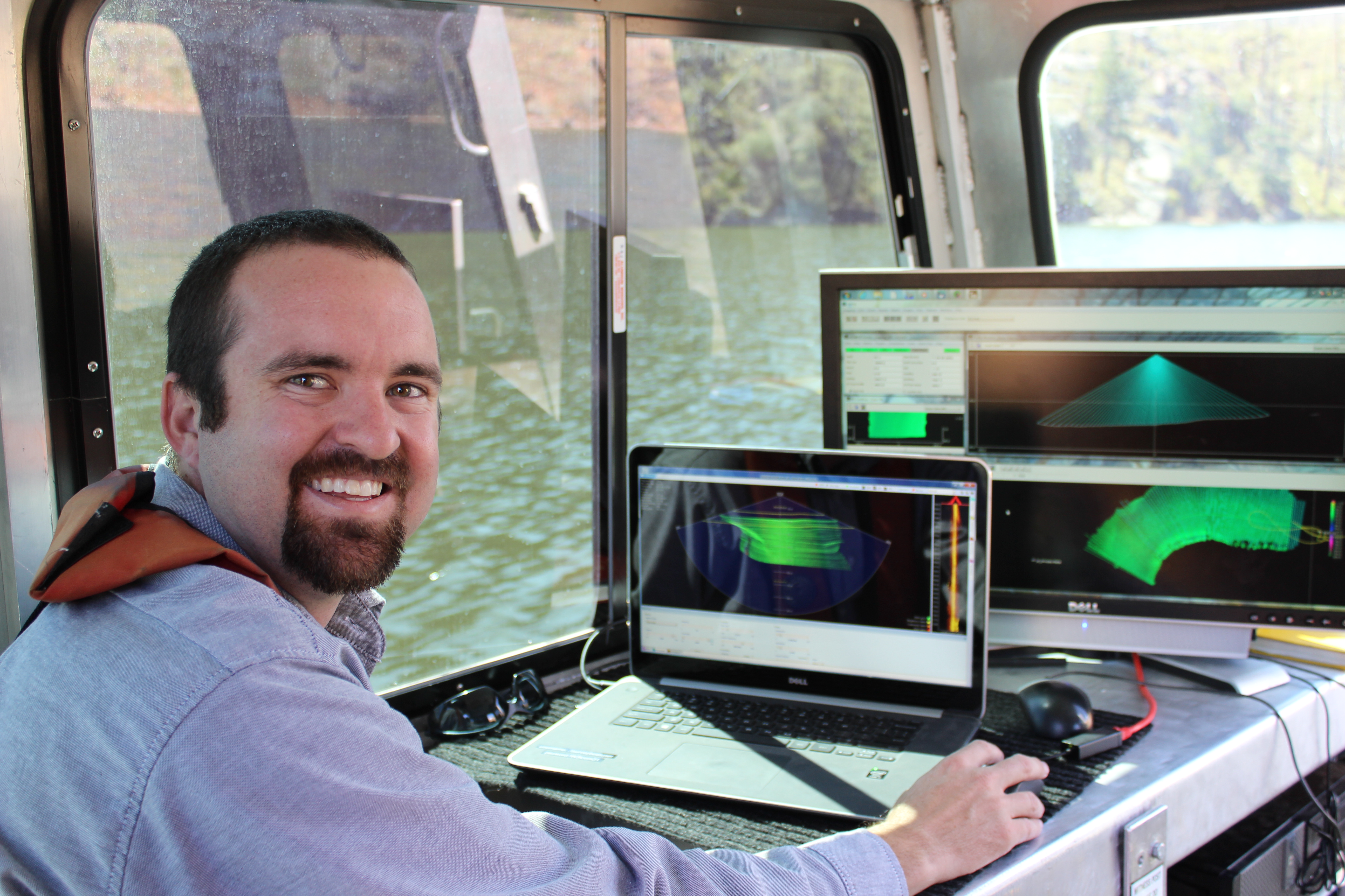 Jason Ellis conducts a survey on Cheesman Reservoir.